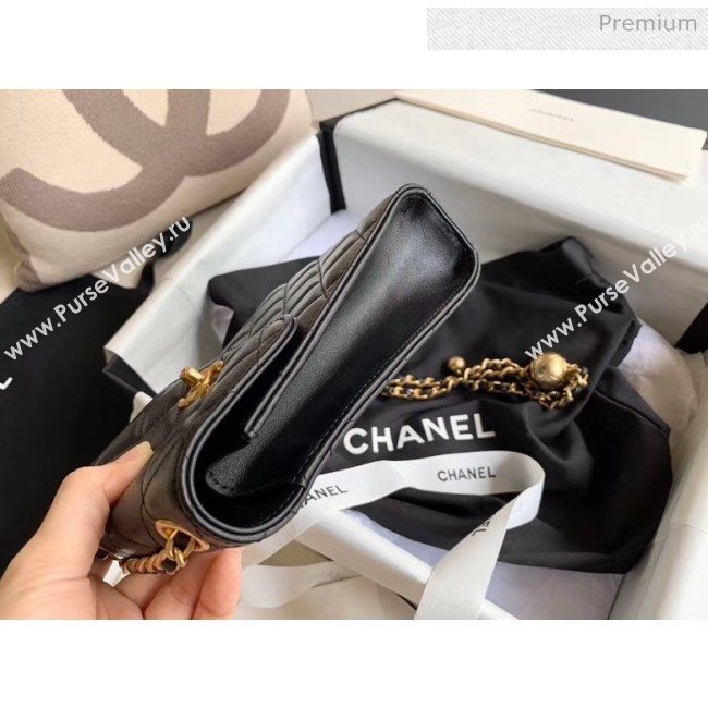 Chanel Quilted Leather Phone Holder with Metal Ball Black 2020 (XING-20062929)