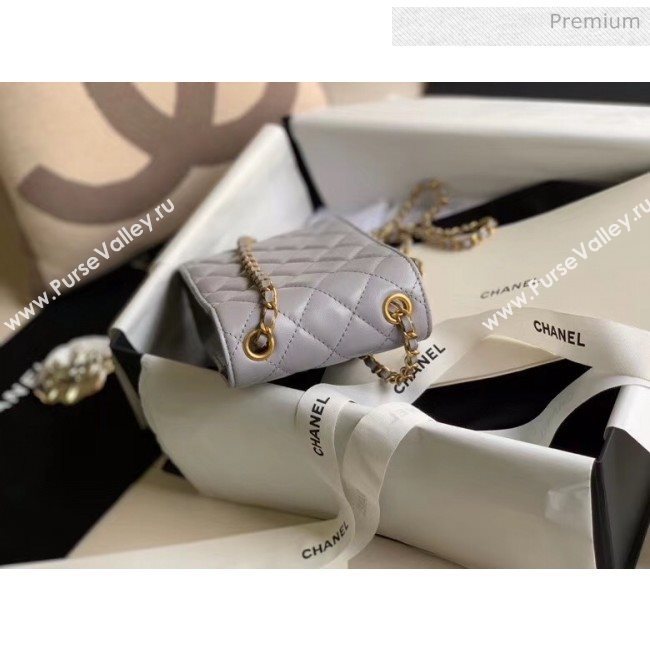 Chanel Quilted Leather Phone Holder with Metal Ball Gray 2020 (XING-20062931)