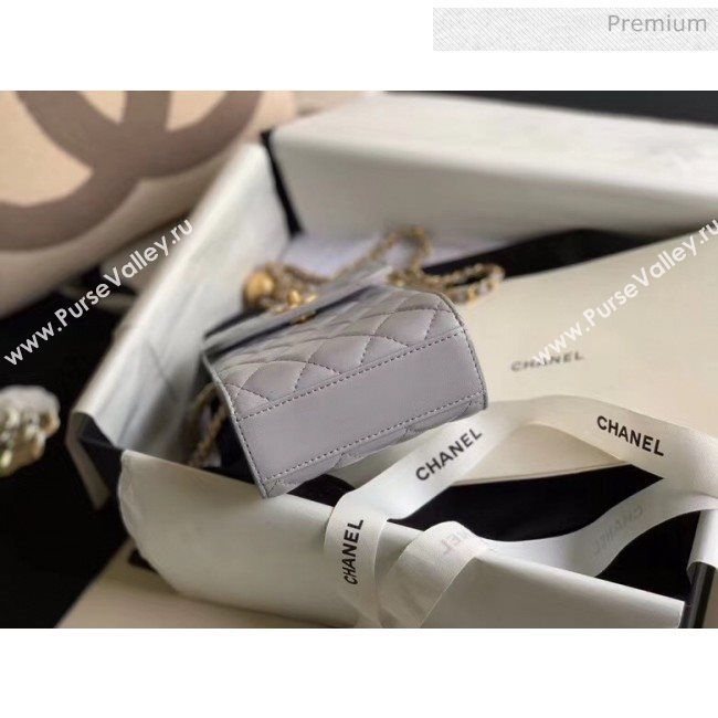 Chanel Quilted Leather Phone Holder with Metal Ball Gray 2020 (XING-20062931)
