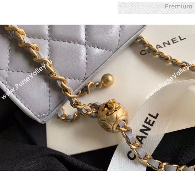 Chanel Quilted Leather Phone Holder with Metal Ball Gray 2020 (XING-20062931)