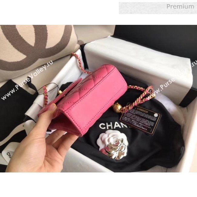 Chanel Quilted Leather Phone Holder with Metal Ball Pink 2020 (XING-20062930)