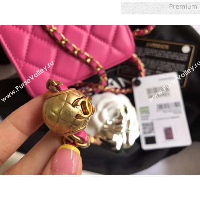 Chanel Quilted Leather Phone Holder with Metal Ball Pink 2020 (XING-20062930)