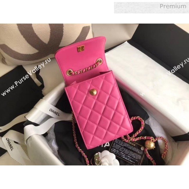 Chanel Quilted Leather Phone Holder with Metal Ball Pink 2020 (XING-20062930)