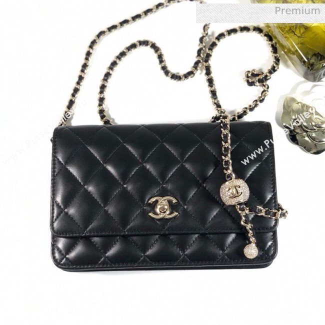 Chanel Quilted Leather Wallet on Chain WOC Crystal Ball AP1450 Black 2020 (YD-20063006)