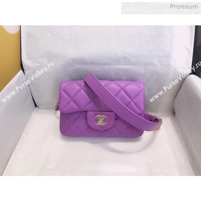Chanel Quilted Leather Flap Waist Bag with Pearl Strap AP1122 Purple 2020 (YD-20063009)