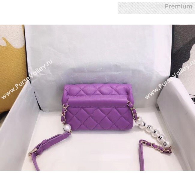 Chanel Quilted Leather Flap Waist Bag with Pearl Strap AP1122 Purple 2020 (YD-20063009)