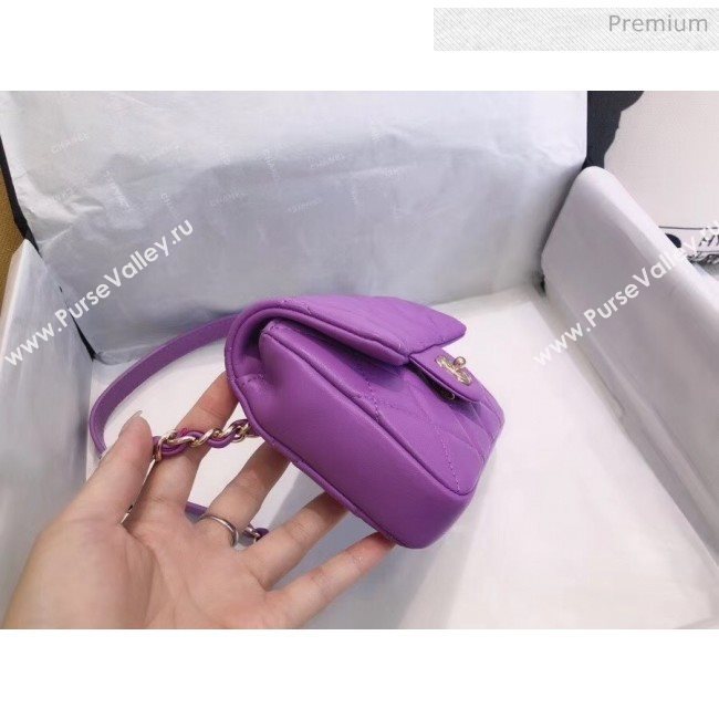 Chanel Quilted Leather Flap Waist Bag with Pearl Strap AP1122 Purple 2020 (YD-20063009)
