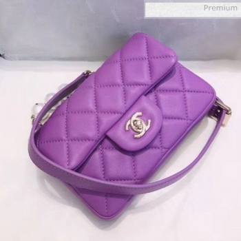 Chanel Quilted Leather Flap Waist Bag with Pearl Strap AP1122 Purple 2020 (YD-20063009)