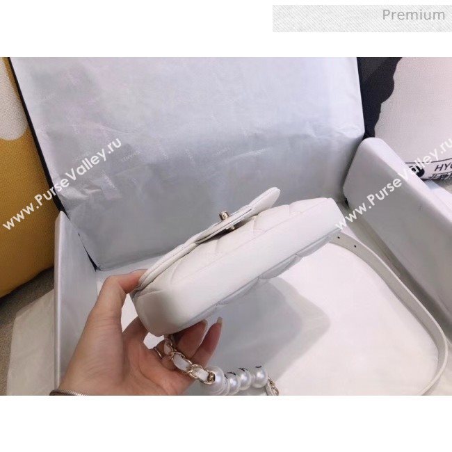 Chanel Quilted Leather Flap Waist Bag with Pearl Strap AP1122 White 2020 (YD-20063008)