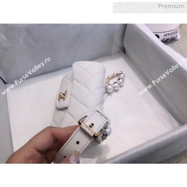Chanel Quilted Leather Flap Waist Bag with Pearl Strap AP1122 White 2020 (YD-20063008)