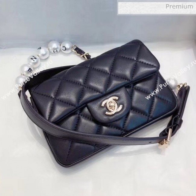 Chanel Quilted Leather Flap Waist Bag with Pearl Strap AP1122 Black 2020 (YD-20063007)