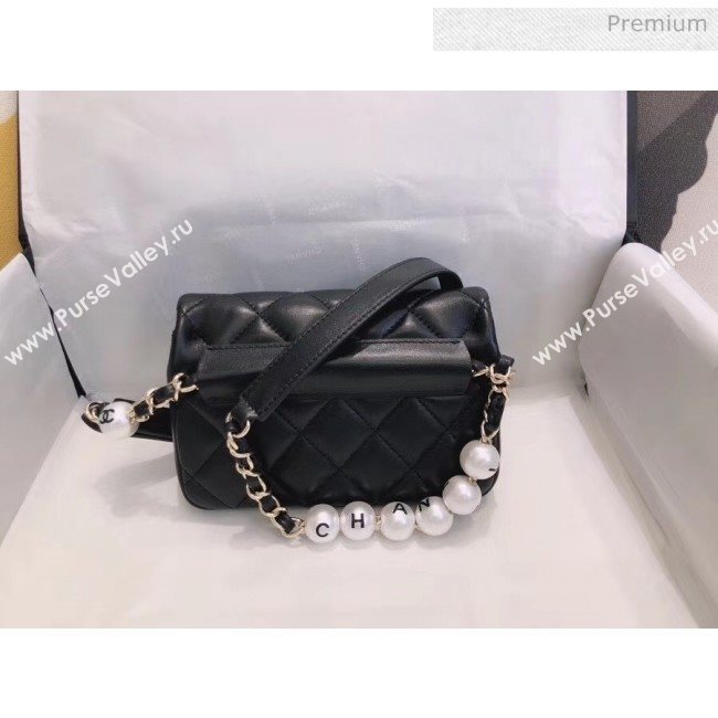 Chanel Quilted Leather Flap Waist Bag with Pearl Strap AP1122 Black 2020 (YD-20063007)