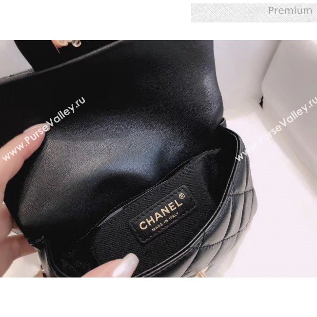 Chanel Quilted Leather Flap Waist Bag with Pearl Strap AP1122 Black 2020 (YD-20063007)