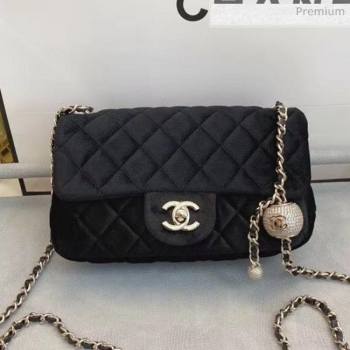 Chanel Quilted Velvet Flap Bag with Crystal Ball AS1787 Black 2020 (SMJD-20063018)