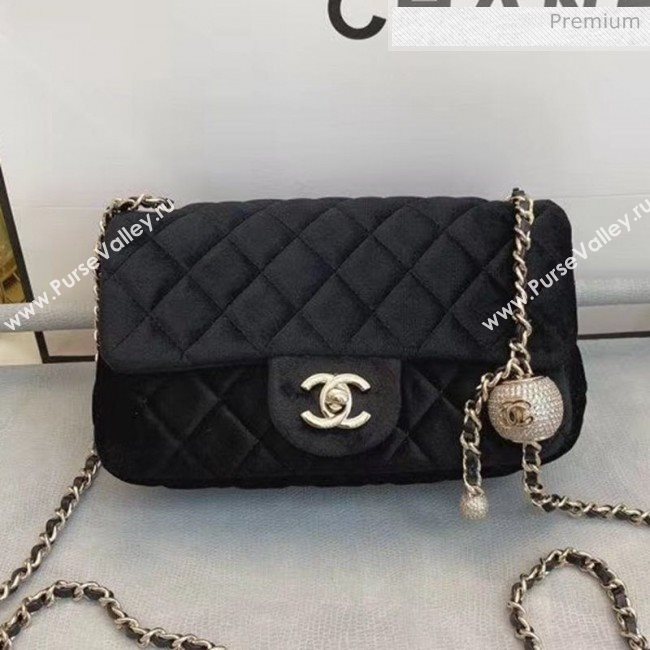 Chanel Quilted Velvet Flap Bag with Crystal Ball AS1787 Black 2020 (SMJD-20063018)