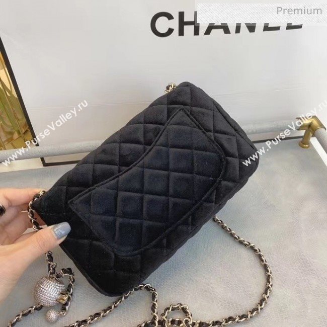 Chanel Quilted Velvet Flap Bag with Crystal Ball AS1787 Black 2020 (SMJD-20063018)