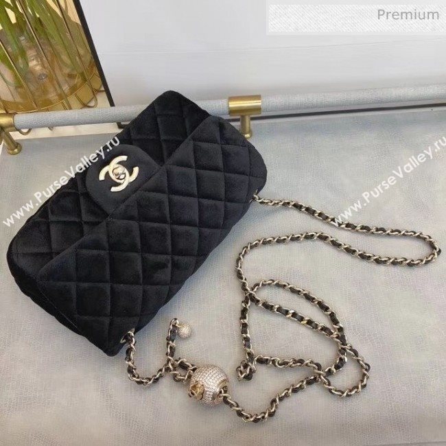 Chanel Quilted Velvet Flap Bag with Crystal Ball AS1787 Black 2020 (SMJD-20063018)