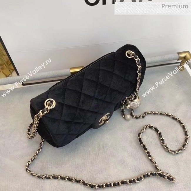 Chanel Quilted Velvet Flap Bag with Crystal Ball AS1787 Black 2020 (SMJD-20063018)