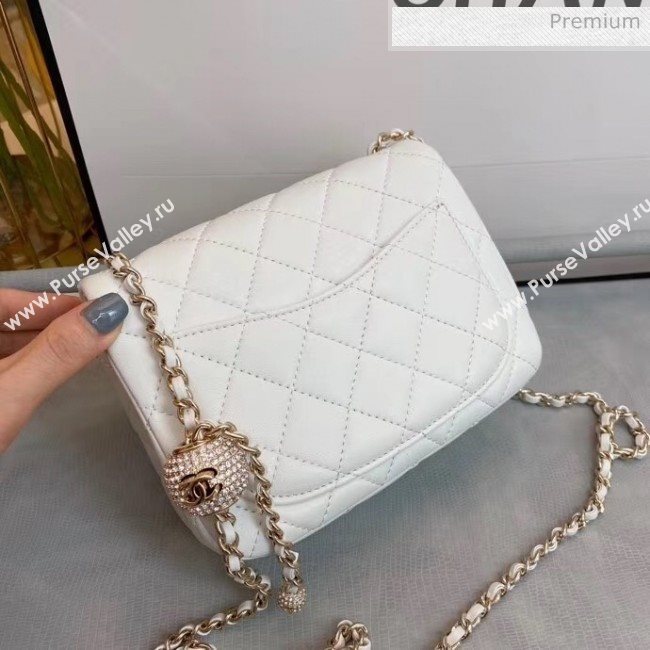 Chanel Quilted Leather Flap Bag with Crystal Ball AS1786 White 2020 (SMJD-20063014)