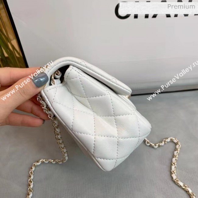 Chanel Quilted Leather Flap Bag with Crystal Ball AS1786 White 2020 (SMJD-20063014)