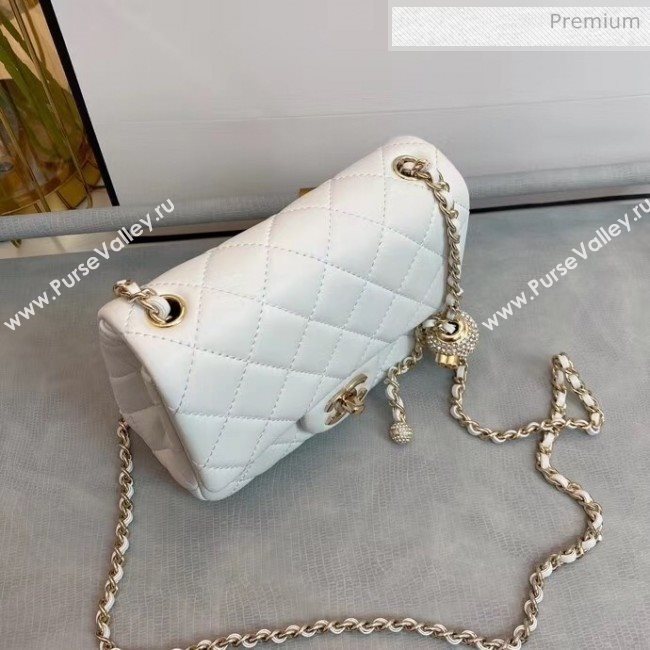 Chanel Quilted Leather Flap Bag with Crystal Ball AS1786 White 2020 (SMJD-20063014)