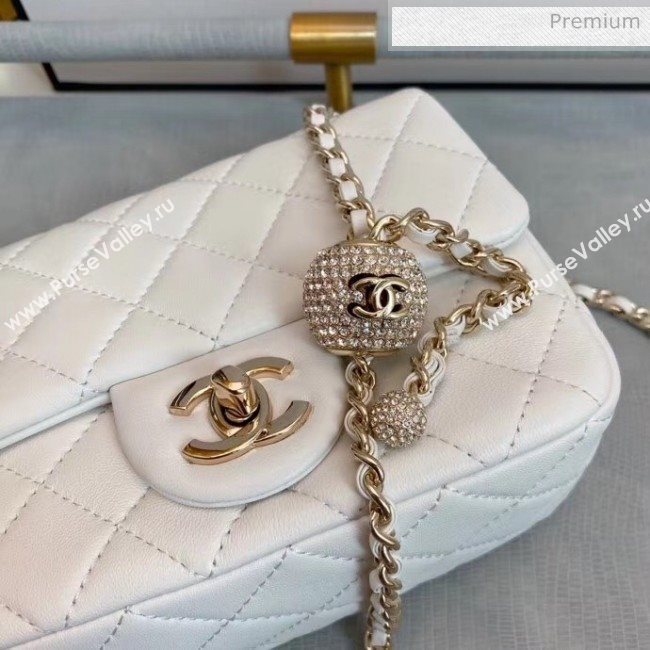 Chanel Quilted Leather Flap Bag with Crystal Ball AS1786 White 2020 (SMJD-20063014)