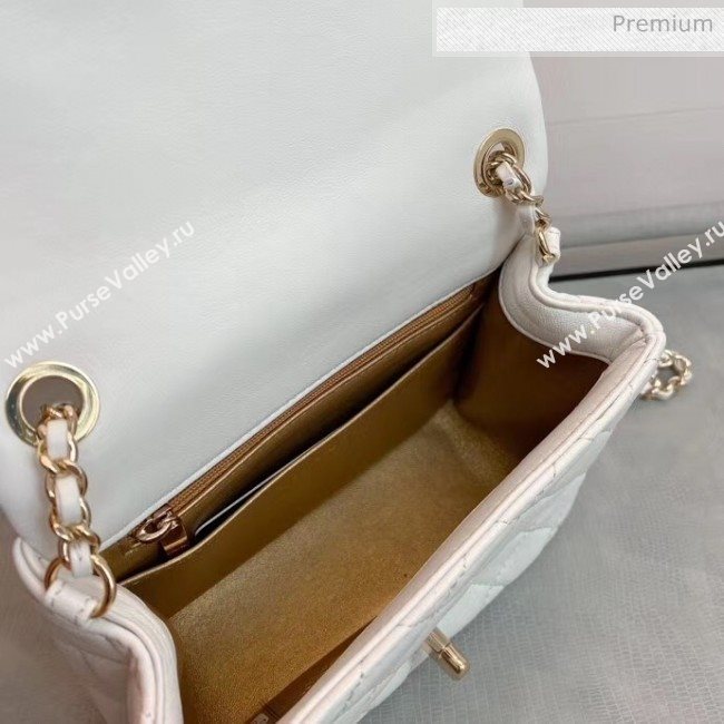 Chanel Quilted Leather Flap Bag with Crystal Ball AS1786 White 2020 (SMJD-20063014)