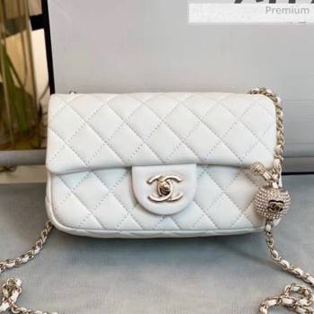 Chanel Quilted Leather Flap Bag with Crystal Ball AS1787 White 2020 (SMJD-20063015)
