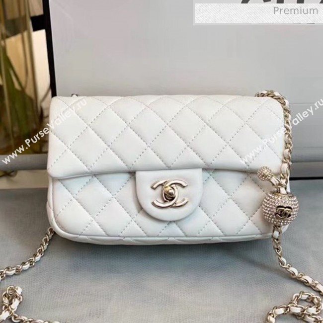 Chanel Quilted Leather Flap Bag with Crystal Ball AS1787 White 2020 (SMJD-20063015)