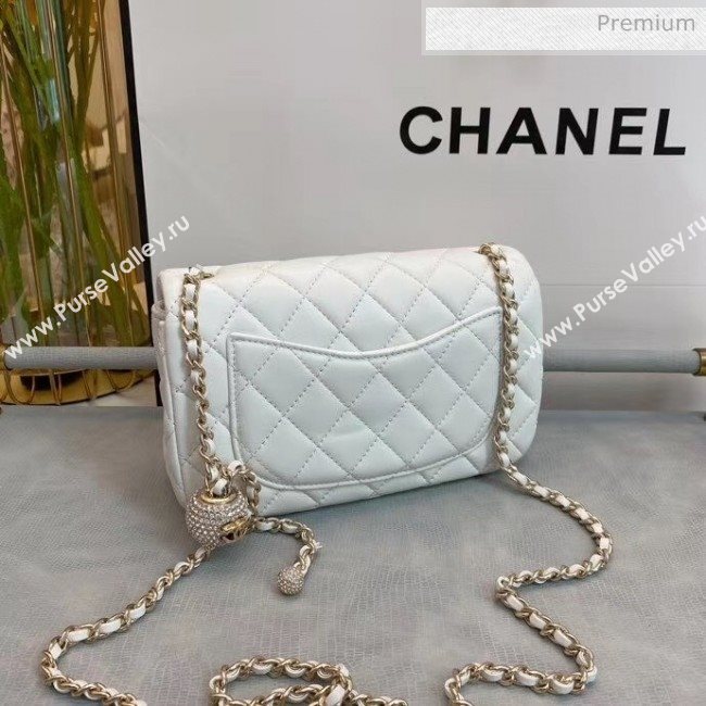 Chanel Quilted Leather Flap Bag with Crystal Ball AS1787 White 2020 (SMJD-20063015)
