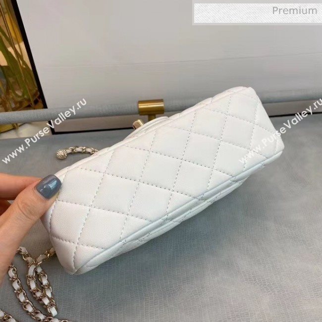 Chanel Quilted Leather Flap Bag with Crystal Ball AS1787 White 2020 (SMJD-20063015)
