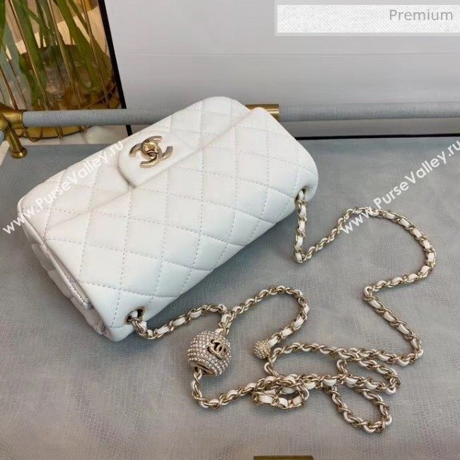 Chanel Quilted Leather Flap Bag with Crystal Ball AS1787 White 2020 (SMJD-20063015)