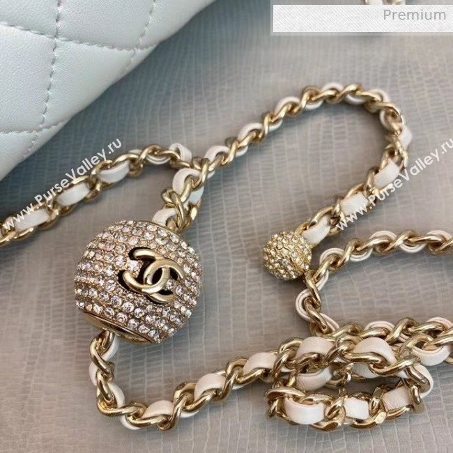 Chanel Quilted Leather Flap Bag with Crystal Ball AS1787 White 2020 (SMJD-20063015)