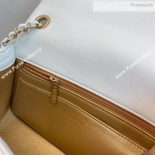 Chanel Quilted Leather Flap Bag with Crystal Ball AS1787 White 2020 (SMJD-20063015)