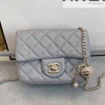 Chanel Quilted Leather Flap Bag with Crystal Ball AS1786 Gray 2020 (SMJD-20063012)