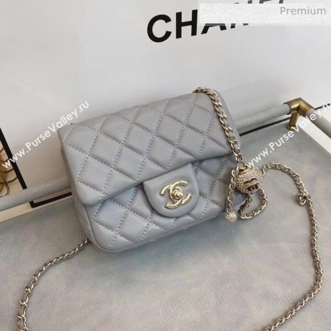 Chanel Quilted Leather Flap Bag with Crystal Ball AS1786 Gray 2020 (SMJD-20063012)