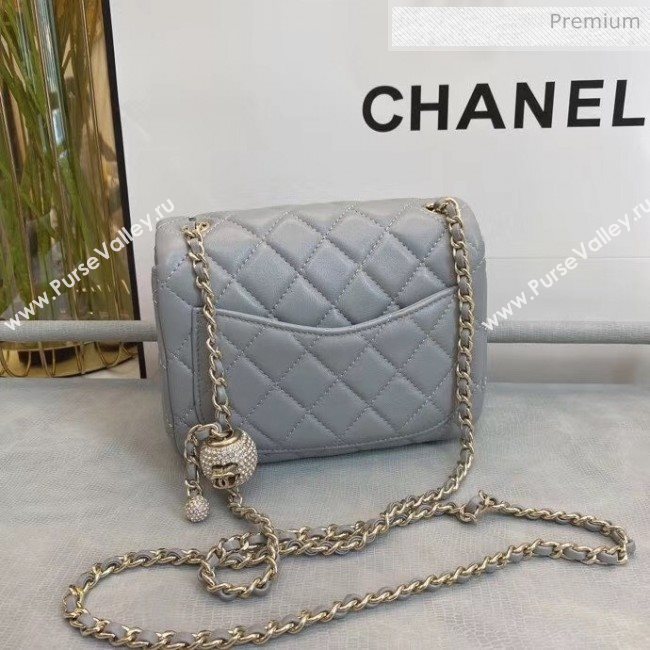 Chanel Quilted Leather Flap Bag with Crystal Ball AS1786 Gray 2020 (SMJD-20063012)