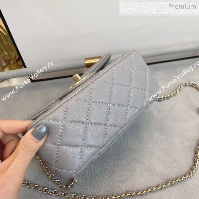Chanel Quilted Leather Flap Bag with Crystal Ball AS1786 Gray 2020 (SMJD-20063012)