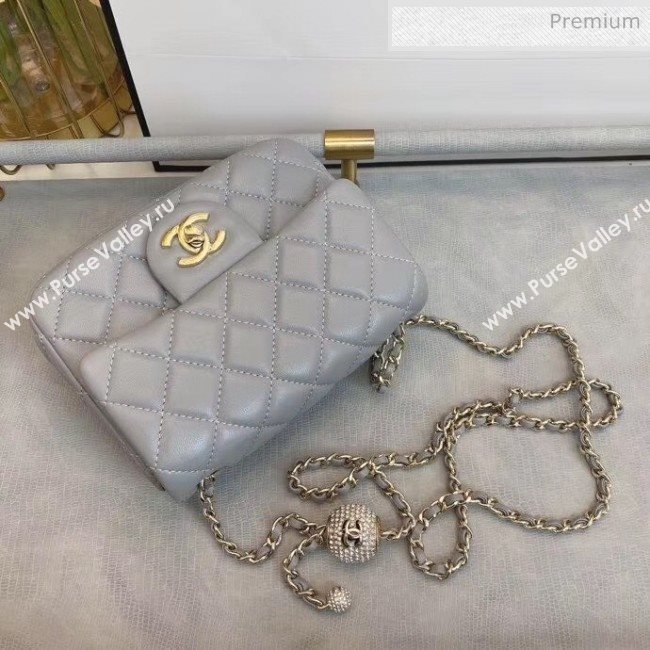 Chanel Quilted Leather Flap Bag with Crystal Ball AS1786 Gray 2020 (SMJD-20063012)