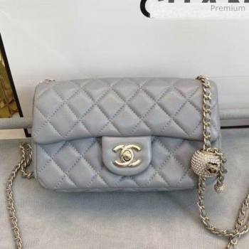 Chanel Quilted Leather Flap Bag with Crystal Ball AS1787 Gray 2020 (SMJD-20063013)