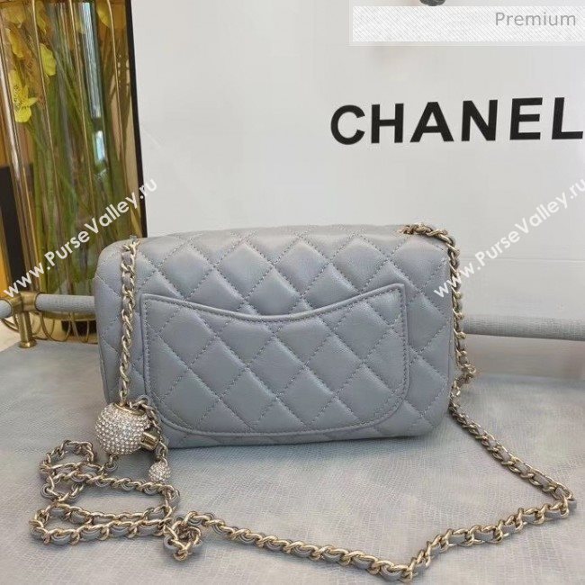 Chanel Quilted Leather Flap Bag with Crystal Ball AS1787 Gray 2020 (SMJD-20063013)