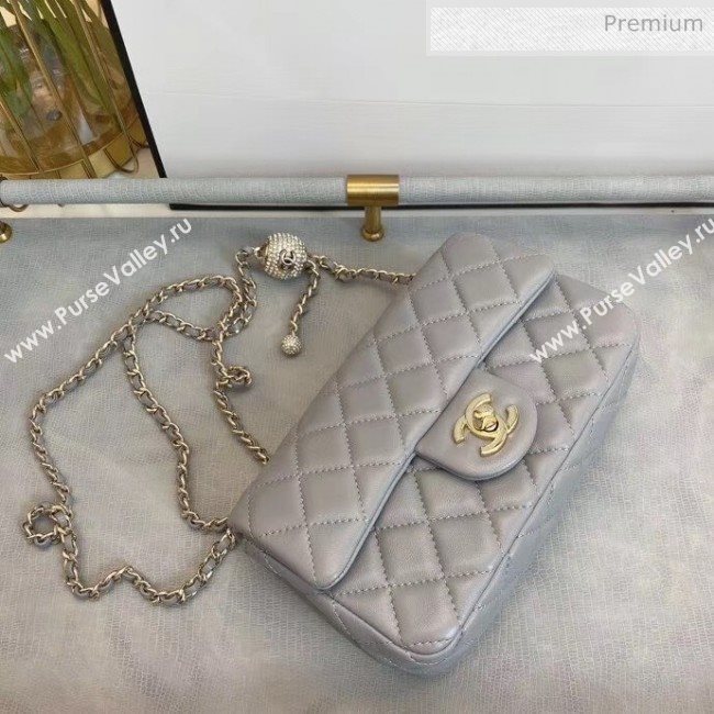 Chanel Quilted Leather Flap Bag with Crystal Ball AS1787 Gray 2020 (SMJD-20063013)