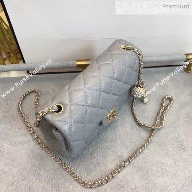 Chanel Quilted Leather Flap Bag with Crystal Ball AS1787 Gray 2020 (SMJD-20063013)