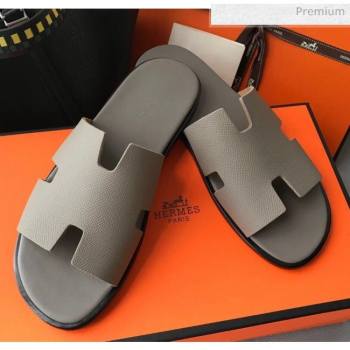 Hermes Izmir Sandal For Men in Epsom Calfskin Grey 01 2020 (Handmade) (MD-20062267)