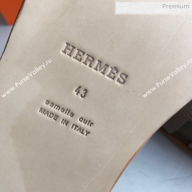 Hermes Izmir Sandal For Men in Togo Calfskin Grey 02 2020 (Handmade) (MD-20062269)
