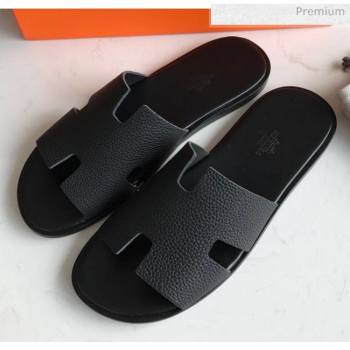 Hermes Izmir Sandal For Men in Togo Calfskin Black 2020 (Handmade) (MD-20062270)