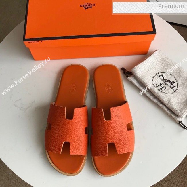 Hermes Izmir Sandal For Men in Togo Calfskin Orange 2020 (Handmade) (MD-20062271)