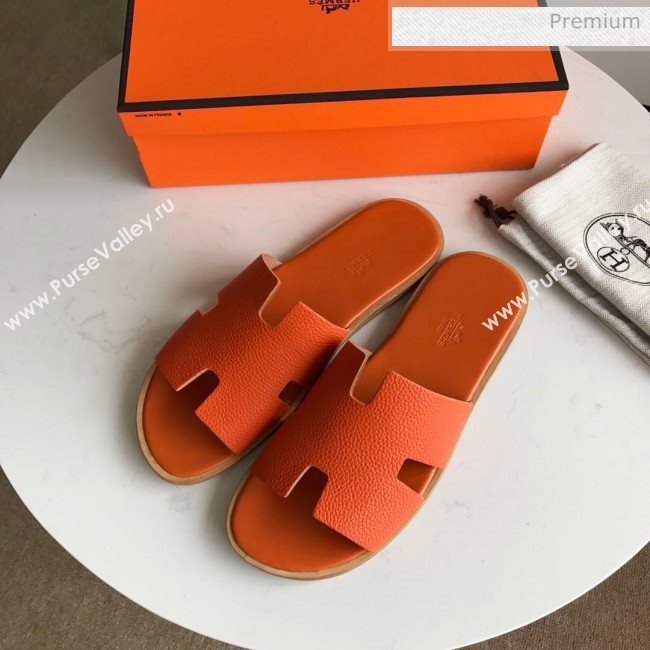 Hermes Izmir Sandal For Men in Togo Calfskin Orange 2020 (Handmade) (MD-20062271)