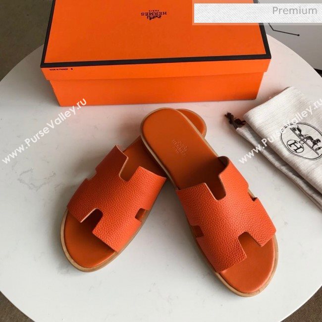 Hermes Izmir Sandal For Men in Togo Calfskin Orange 2020 (Handmade) (MD-20062271)