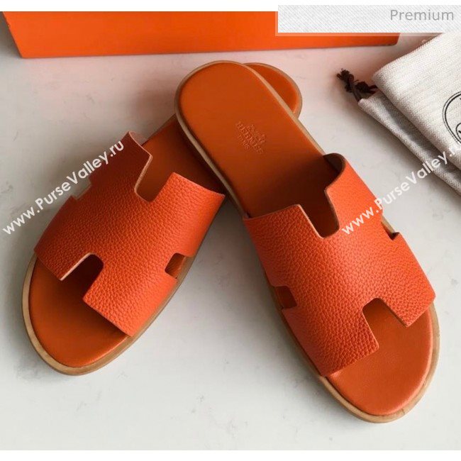 Hermes Izmir Sandal For Men in Togo Calfskin Orange 2020 (Handmade) (MD-20062271)